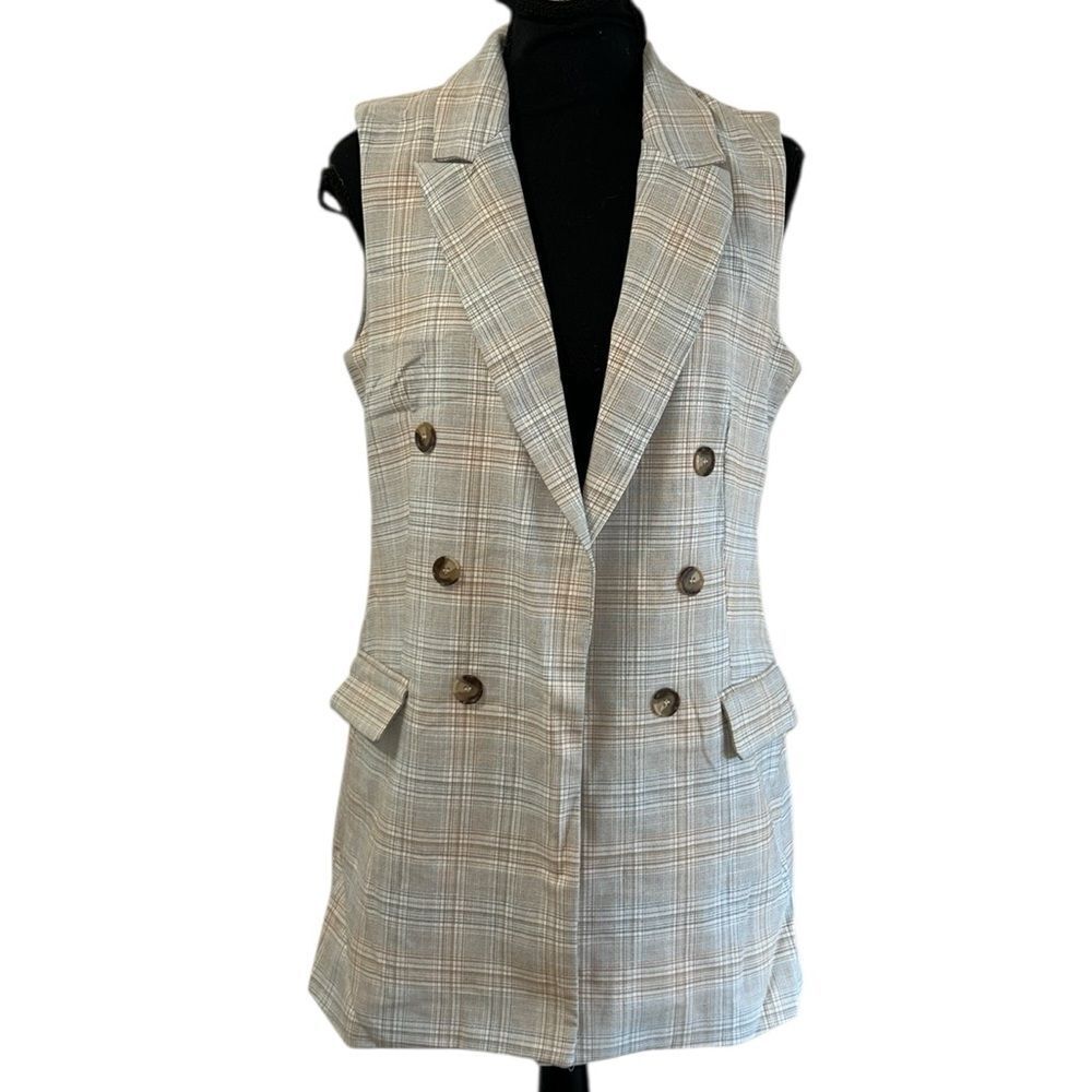 Rachel Zoe Plaid Sleeveless Vest(Size Small)